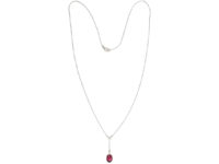 Art Deco Pink Tourmaline & Diamond Pendant on Chain