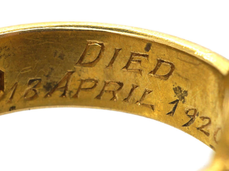 Victorian 18ct Gold, Diamond & Black Enamel Mourning Ring