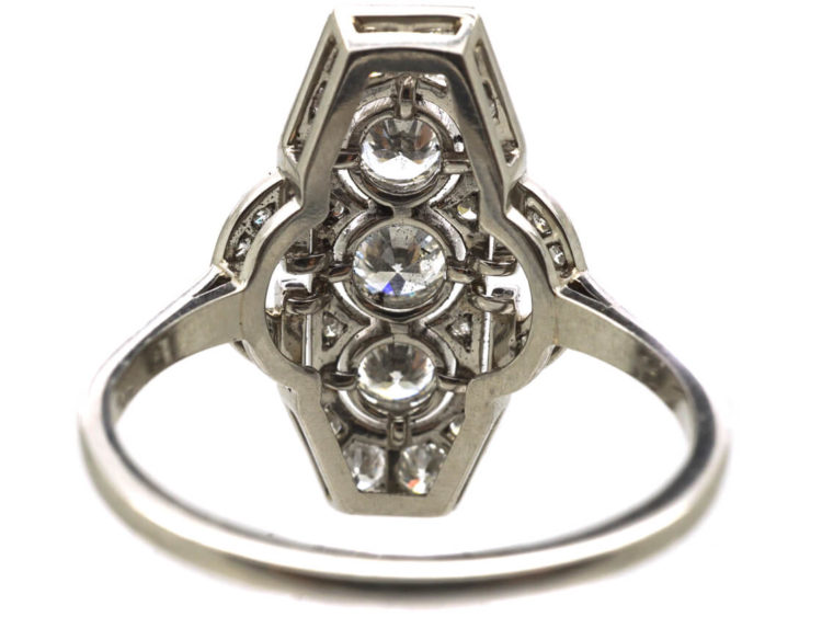 Art Deco Platinum & Diamond Geometric Ring