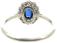 Edwardian Platinum, Sapphire & Diamond Oval Cluster Ring