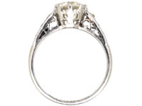 Art Deco Diamond Solitaire Ring with Diamond Set Shoulders