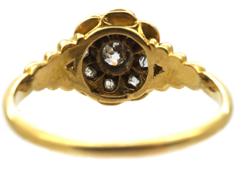 Victorian 18ct Gold, Blue Enamel & Diamond Swirl Ring