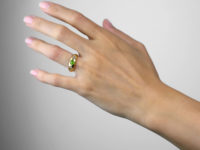 Victorian 18ct Gold, Green Garnet & Diamond Three Stone Gypsy Ring