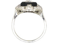 Art Deco Platinum, Diamond & Vulcanite Ring