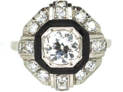 Art Deco Platinum, Diamond & Vulcanite Ring Art Deco Platinum, Diamond & Vulcanite Ring