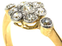 Edwardian 18ct Gold & Platinum, Diamond Cluster Ring With Diamond Set Shoulders