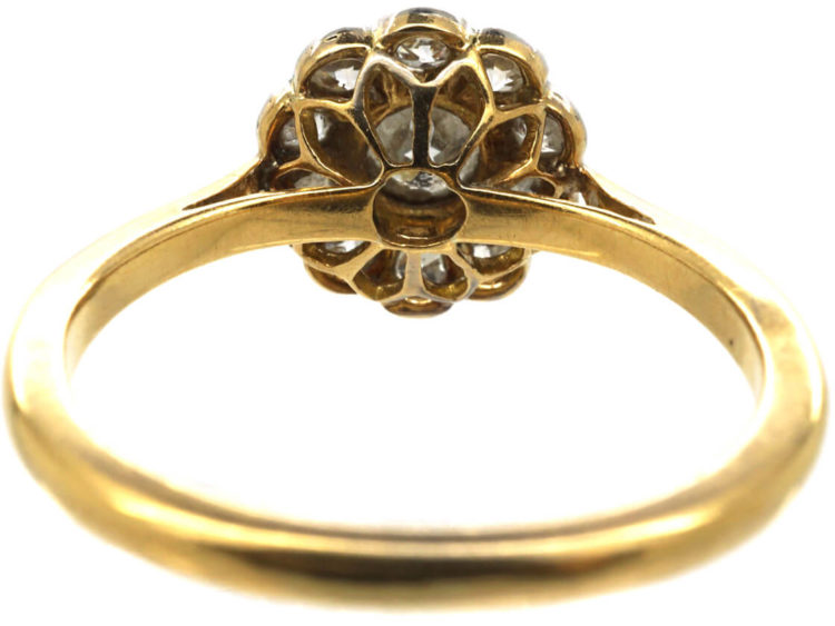 Edwardian 18ct Gold & Platinum, Diamond Daisy Cluster Ring