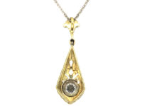Art Deco 14ct White Gold Diamond Solitaire Pendant on 14ct White Gold Chain