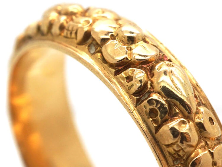 Georgian 18ct Gold Repoussé Band Ring with Hidden Locket Compartment
