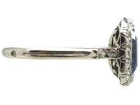 Art Deco Ceylon Sapphire & Diamond Platinum Octagonal Shaped Ring