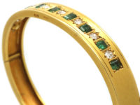 Victorian 18ct Gold Emerald & Diamond Bangle