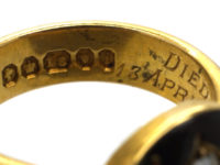 Victorian 18ct Gold, Diamond & Black Enamel Mourning Ring