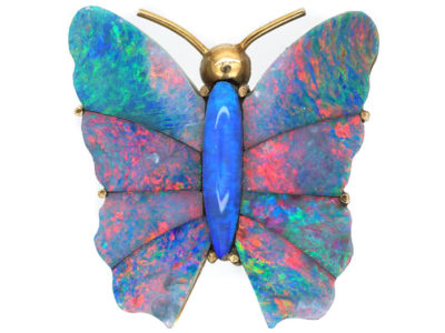 Edwardian 9ct Gold & Opal Doublet Butterfly Brooch Edwardian 9ct Gold & Opal Doublet Butterfly Brooch