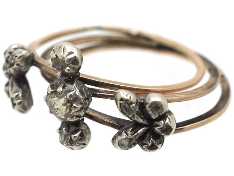 Georgian Triple Band Rose Diamond Opening Ring