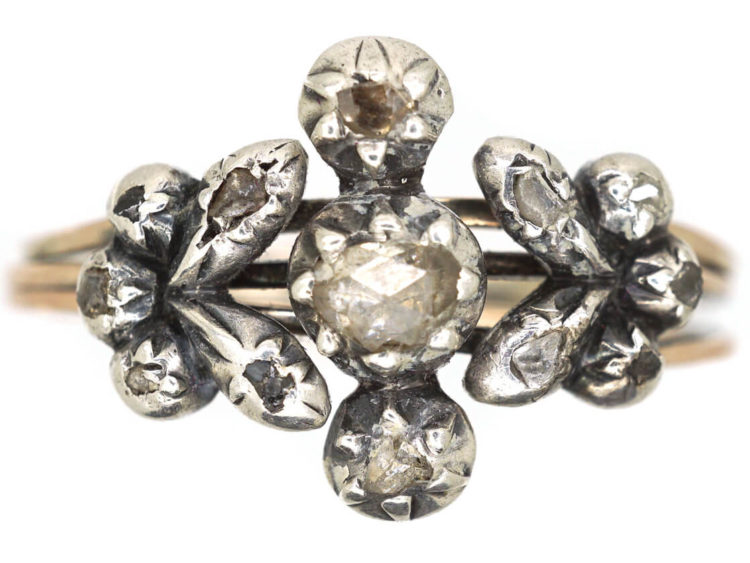 Georgian Triple Band Rose Diamond Opening Ring