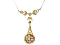 Edwardian 15ct Gold & Platinum Rose Diamond Pendant on Chain