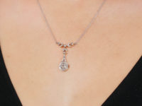 Edwardian 15ct Gold & Platinum Rose Diamond Pendant on Chain