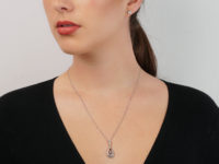 French 18ct White & Yellow Gold Art Deco Diamond Pendant on 18ct White Gold Chain