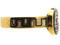 Victorian 18ct Gold, Rose Diamond & Black & White Enamel Ring