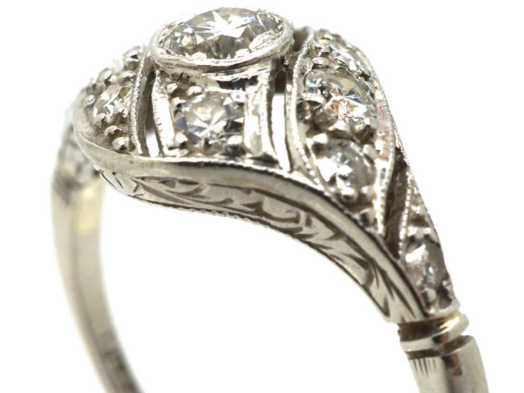 Art Deco Platinum & Diamond Twist Ring