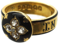Victorian 18ct Gold, Diamond & Black Enamel Mourning Ring