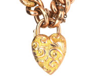 Edwardian 9ct Gold Curb Bracelet with Heart Shaped Padlock