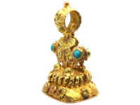 Regency Two Colour Gold Seal set with Turquoise for Forget Me Not