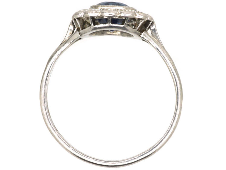 Edwardian Platinum, Sapphire & Diamond Oval Cluster Ring