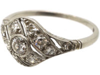 Art Deco Platinum & Diamond Twist Ring