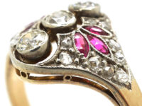 Art Deco 14ct Gold & Platinum, Ruby & Diamond Ring