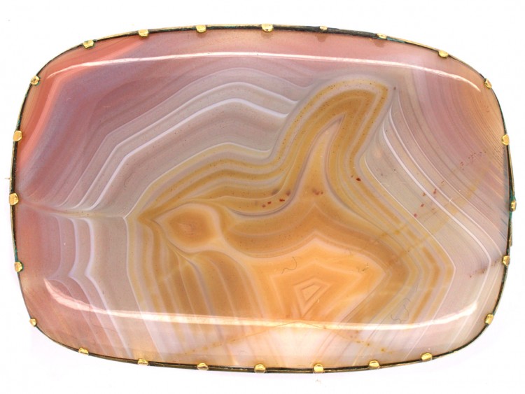 Large Georgian Fortress Agate Rectangular Brooch