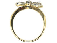 Art Deco 18ct Gold, Sapphire, Diamond & Rose Diamond Bow Ring