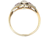 Art Deco 14ct Gold & Platinum, Ruby & Diamond Ring
