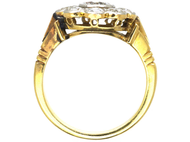 Edwardian 18ct Gold & Platinum Large Diamond Cluster Ring