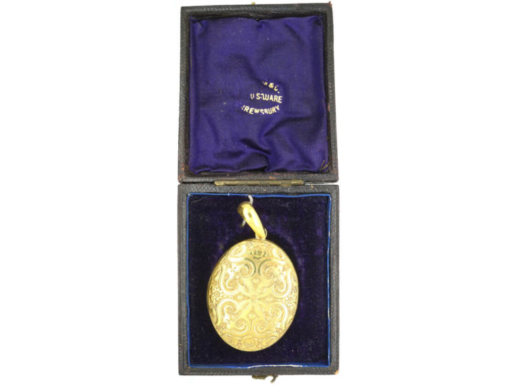 Victorian 18ct Gold Oval Locket in Original Case