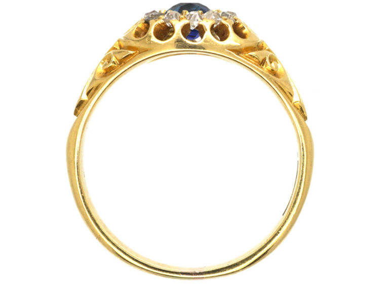 Victorian 18ct Gold, Sapphire & Diamond Cluster Ring