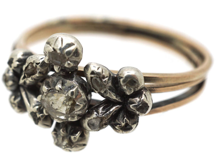 Georgian Triple Band Rose Diamond Opening Ring