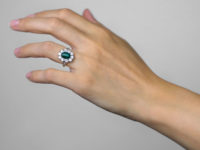 Edwardian 18ct Gold Colombian Emerald & Diamond Cluster Ring