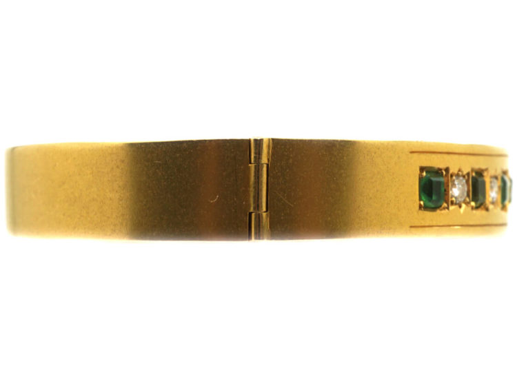 Victorian 18ct Gold Emerald & Diamond Bangle