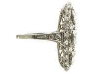 Art Deco Platinum Large Oval Diamond Cluster Ring