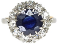18ct Gold & Platinum, Sapphire & Diamond Cluster Ring