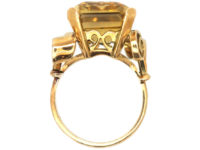 Retro 18ct Gold & Large Rectangular Citrine Ring