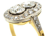 Art Deco 18ct Gold & Platinum Oval Diamond Ring