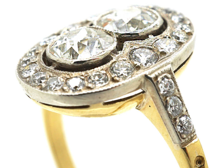 Art Deco 18ct Gold & Platinum Oval Diamond Ring