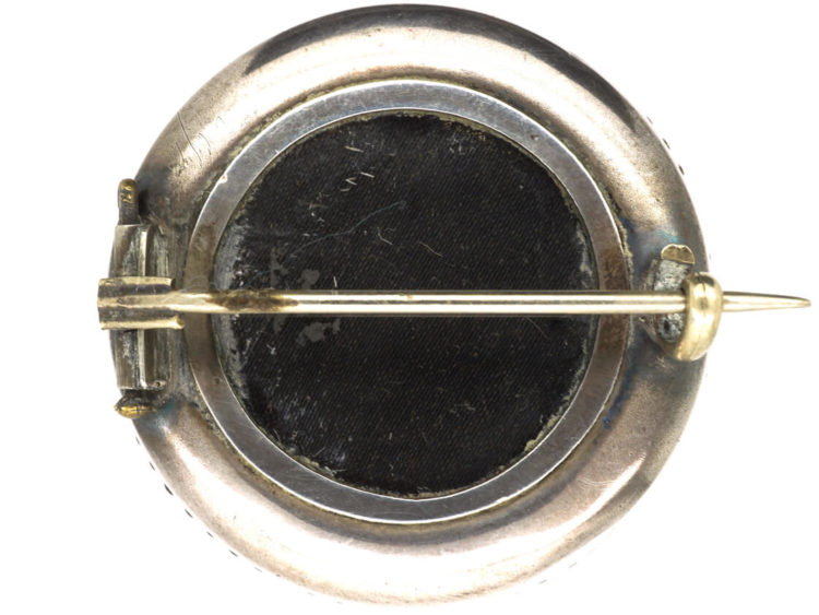 Victorian Round Silver Brooch with Locket Back