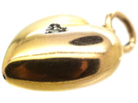 Edwardian 15ct Gold Heart Pendant Set with a Diamond in a Heart Shaped Setting