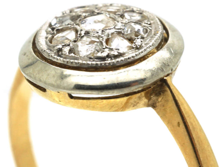 Art Deco 18ct Gold & Platinum Cluster Ring