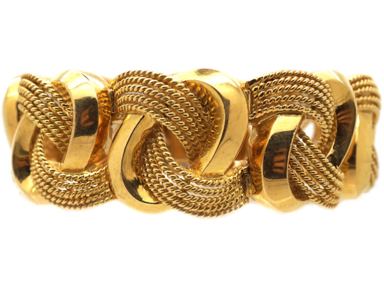 French 18ct Gold Interwoven Design Bracelet in Original Case