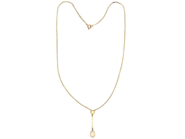 Art Deco 9ct Gold & Opal Pendant on Chain