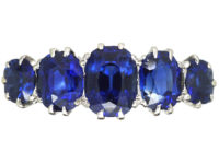 Art Deco Platinum, Five Stone Sapphire Ring